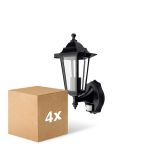 Multipack 4x D'Lite Wall Light Helora Black | IP44 - Suitable for 1x E27 - Motion Sensor