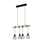 Eglo Pendant Townshend 5 Steel Wood Black | IP20 - Suitable for 4x E27 