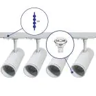 Bright Choice Complete Set 1-Phase Rail 1 Meter White | incl. 4x Spot + GU10 2700K 3W Dimmable + End Cap, Power Connector