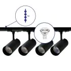 Bright Choice Complete Set 1-Phase Rail 1 Meter Black | incl. 4x Spot + GU10 2700K 3W Dimmable + End Cap, Power Connector