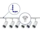 Bright Choice Complete Set 1-Phase Rail L 1 x 2 Meter White | incl. 6x Spot + GU10 2700K 3W Dimmable + End Cap, Power Connector and L -Connector